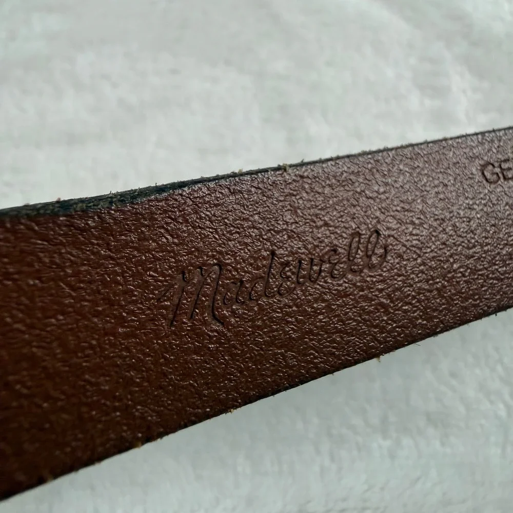 Madewell Italian Leather Belt Womens Medium Brown Brass Buckle Western Boho Chic